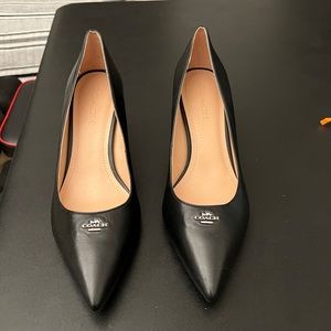 Black leather Coach heels womens 10